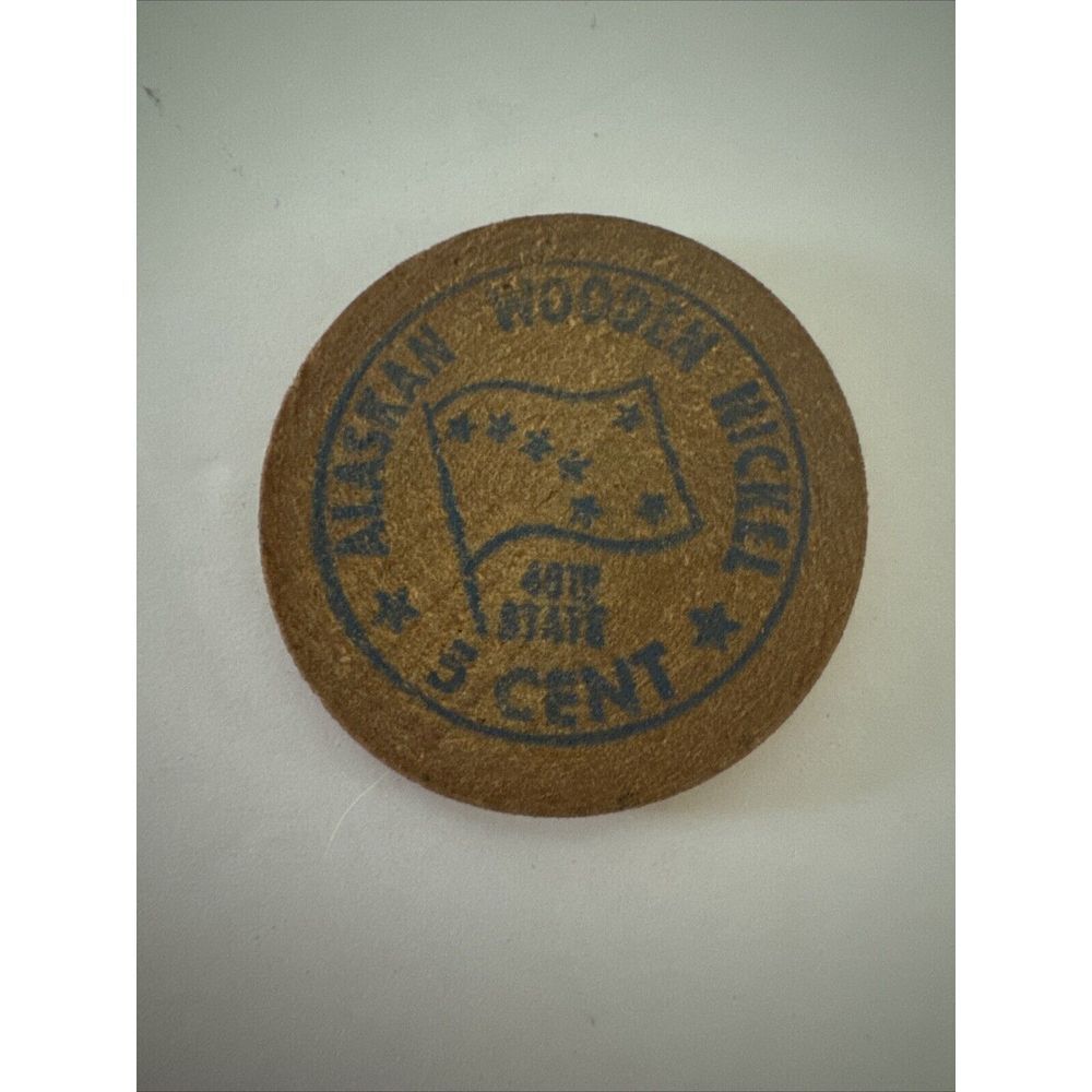 UNIQUE WOODEN NICKEL TOKEN MT VIEW LIONS ANCHORAGE ALASKA ALASKAN 1959?